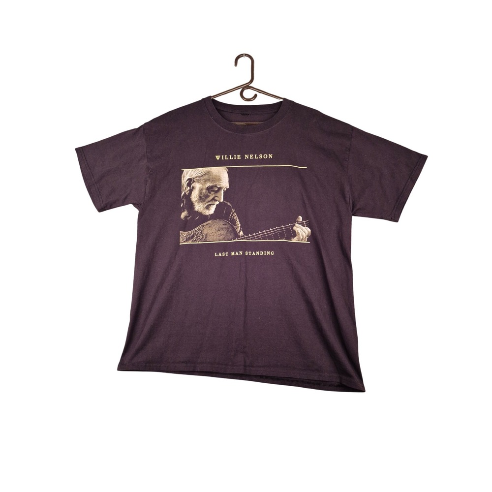 Willie Nelson Last Man Standing Graphic T-Shirt Mens Black Country Music Large